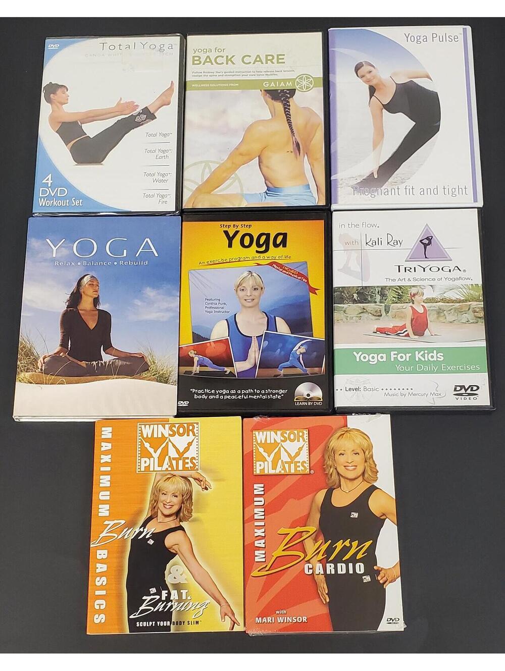 Yoga and Pilates DVD Workout Set - Total Yoga, Back Care, Yoga Pulse, Kids Yoga+